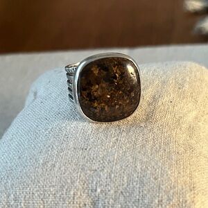 Silpada Bronze Stone Silver Ring 7.25